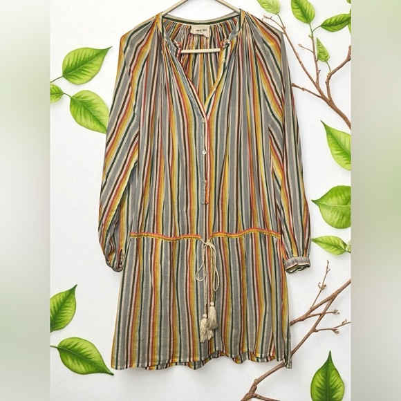 Laurence Dolige Dresses & Skirts - Laurence Dolige Multicolor Lightweight Striped Dress with Drawstring Waist 1X